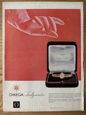 Vintage OMEGA LADYMATIC WRIST WATCH Advert  Self Winding Gold