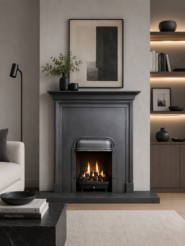 Antique cast iron fireplace - antique,