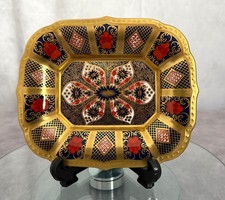 Royal Crown Derby 'Rectangular Tray' Solid  Gold Band Old Imari 1128 Pattern