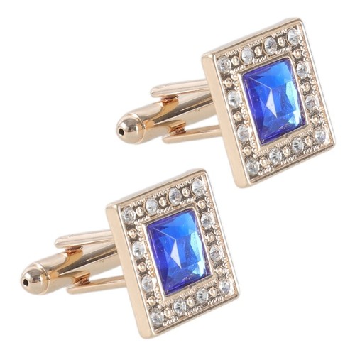 Gold blue crystal square - gold,