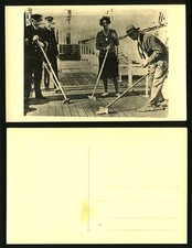KING LEOPOLD Wife ASTRID Old Postcard Deck Shuffleboard