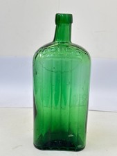 60260 Old Vintage Antique Glass Poison Bottle Green Scrubbs Patent Bleach Green