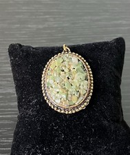 Vintage Gold Tone Pendant With Nuggets Of Prase Stone