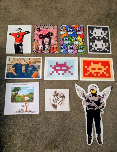Invader postcards and pez - invader,