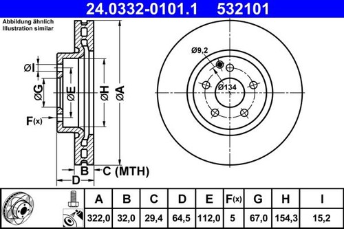 Brake disc ate - disc, 24.0332-0101.1