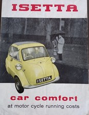 BMW Isetta 3 Wheeler Original UK Launch Sales Brochure 8 page fold out some wear