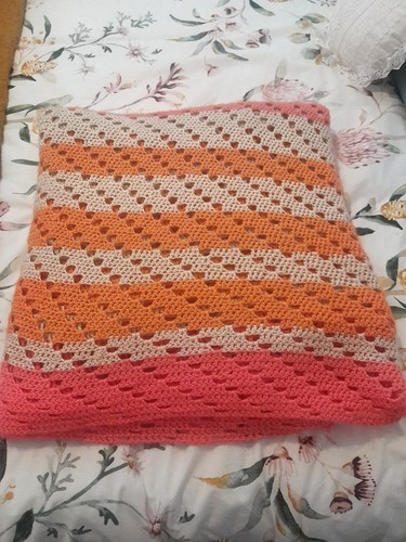 Crochet knitted striped bed - crochet,