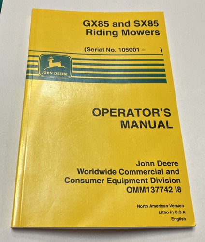 John deere gx85 sx85 - sx85, riding