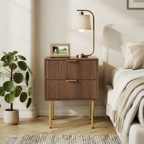 Functional wooden nightstand - wooden,