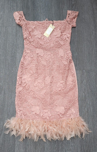 Lipsy feather hem nude - hem, dusky