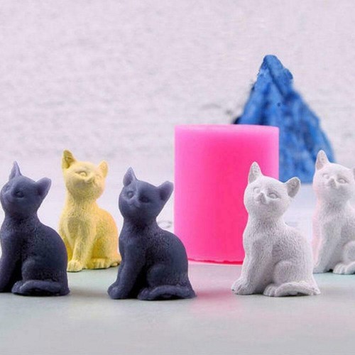 Cat silicone candle mold - silicone,