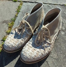 Men's Leather Canvas Feud Britannia Shoes Ankle Boots Size 10 / 44 Ivory 