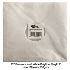 White 12" vinyl LP Record Kraft Paper Polyliner 100gsm Inner Sleeves New LOT