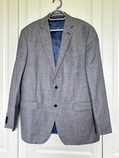 Marks & Spencer Collezione Linen Blend Blazer / Jacket, Blue Mix 42” Regular