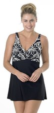 LADIES BLACK WHITE & NAVY TURQUOISE OYSTER BAY SKIRTINI SWIMSUIT SIZE 12-24 NEW 