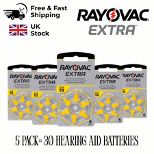 Rayovac Extra Size 10 Hearing Aid Batteries ( 5 X Pack of 6 ) Yellow Total 30