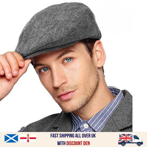 Mens tweed flat cap vintage - flat,