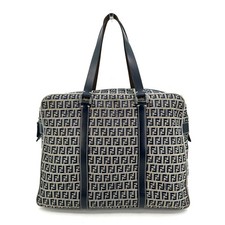 Fendi  Business Bag Shoulder   Boston  Zucchino A4 Navy Gray Authentic 270T281