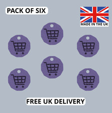 6 Pack Shopping Trolley Token Reusable Release Key Coin Purple