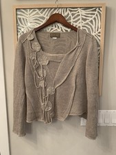 Zuza Bart Beige Linen Long Sleeve Sweater Asymmetrical, Loose Fit, Size Large