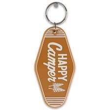 Open Road Striped Mustard Happy Camper Retro Hotel Room Keychain New Free Ship