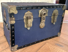 Vintage c. 1960 Leigh Luggage LTD England Blue Trunk Style Luggage 20"x14"x12"