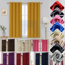 BLACKOUT CURTAINS READY MADE EYELET TOP CRTAIN PAIRS &TIE BACKS