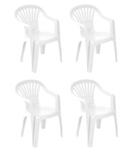 4X Garden Plastic Chair Stacking Chair Patio Outdoor Armchair Low Back Heavy Dut