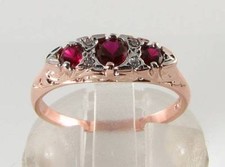 9K 9CT ROSE GOLD INDIAN RUBY DIAMOND ART DECO INS ETERNITY RING FREE RESIZE