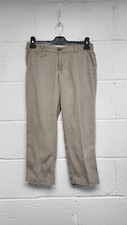 Fat Face Brown Cropped Linen Trousers. PWM