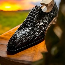 Men Handmade Black Alligator