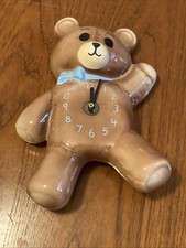 Vintage Ceramic Teddy Bear Wall Clock With Yunghans Quartz Movement VGC