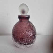 Vintage Purple Art Glass Perfume Bottle with Stopper 12cm