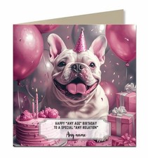 Personalised Birthday Card For Girls or Women or Dogs, Bulldog F221
