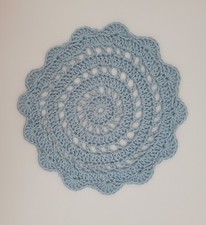 Handmade Blue Teal Crochet Doily Placemat - Home Decor 