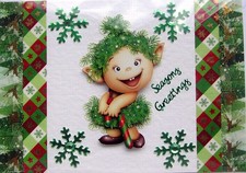 Hand Crafted 3D Decoupage Christmas Card - Seasons Greetings 2985