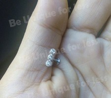 Flat Back Tragus Helix  Trinity Crystal  Bar Cartilage Ear Earring Screw in