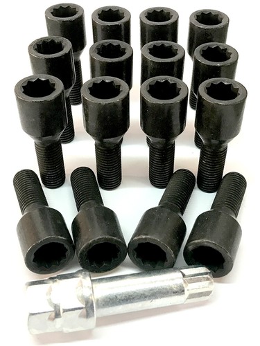 Alloy wheel tuner bolts black - bolts,