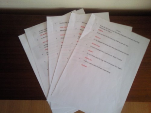 Quiz questions printed on - questions,