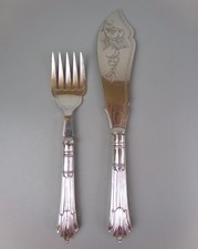 Victorian Fish Serving Cutlery Set by Rogers. Silver plated. ALBANY pattern. VTG