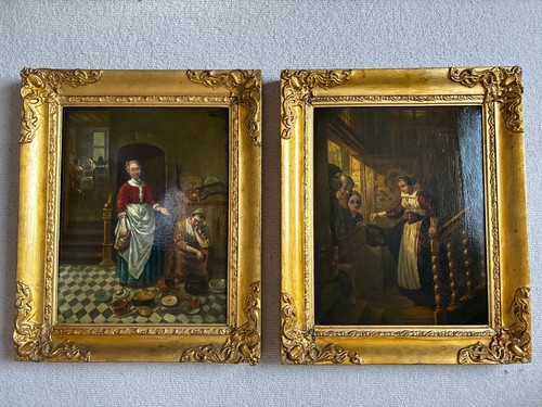 Pair dutch school interior - pair,