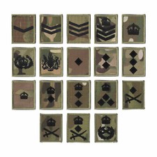 Black on Multicam / MTP Rank Patch Hook Backed King's Crown C3R (All Ranks) Army