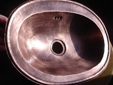 Moroccan hand hammered TARNISHED COPPER antique style oval sink wash basin