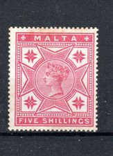 Malta 1886 5s SG 30 MH