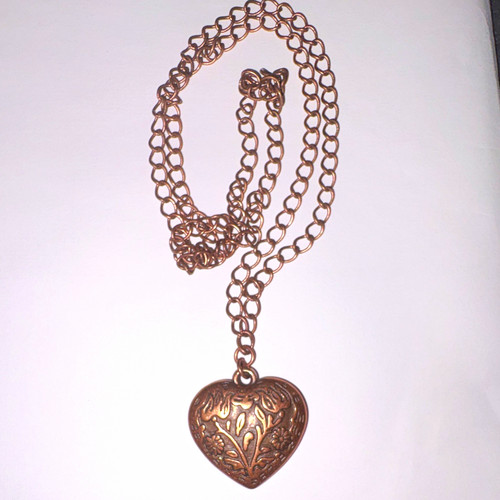 Bronze tone metal - tone, heart