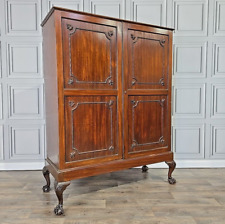Antique Vintage Georgian Style Wood Double Gentleman's Tallboy Wardrobe Cupboard