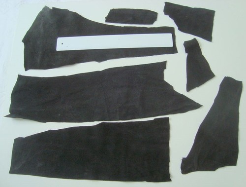 Black pig suede leather - black,