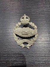 Royal Tank Regiment Cap Badge. White metal. B91