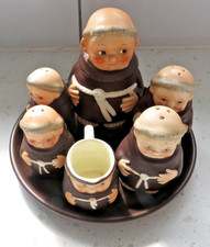  7x Goebel Hummel Monk Jugs and Salt & Pepper Pots Mustard Pot & Tray