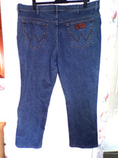 wrangler texas stretch blue jeans waist 46 inside leg 31 good cond shortened